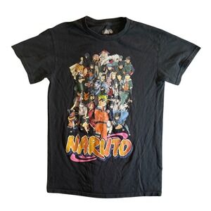 Naruto Multi Character Graphic T-Shirt Mens Small Black Anime Viz Media 2002